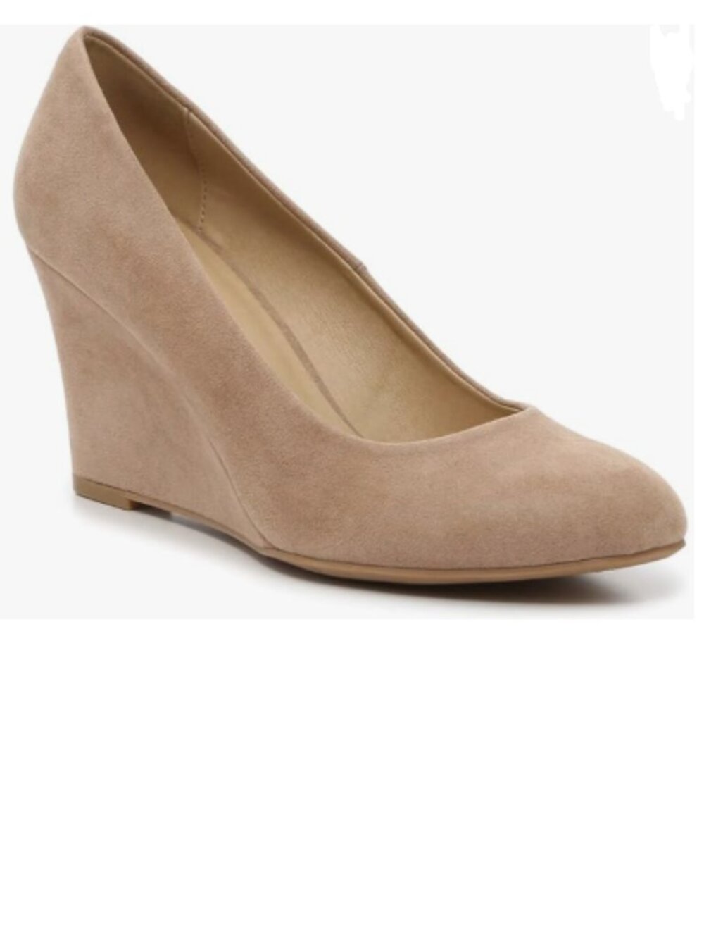 FOWT Nude Wedge Pumps Basic Closed Toe Thick High Heels Slip On Comfy Shoe